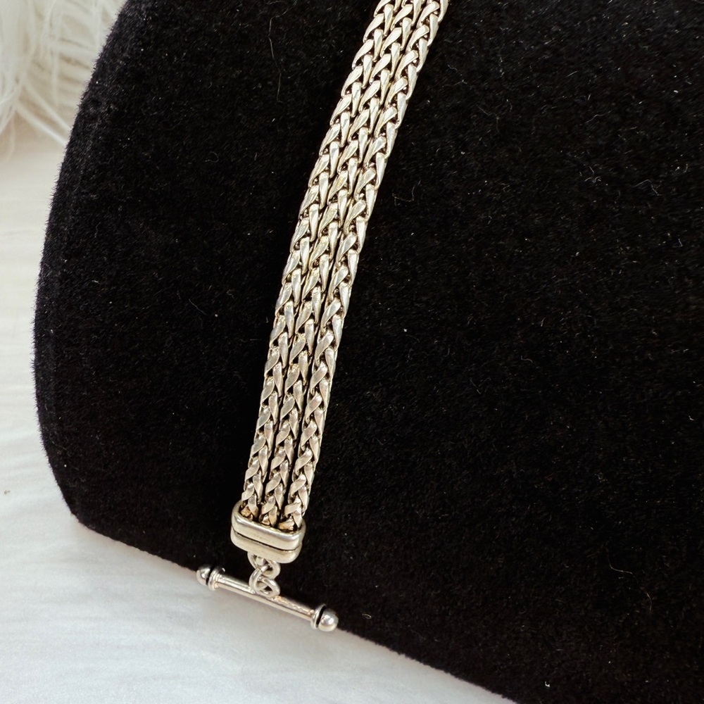 Vintage Silvertone toggle closure, two strand bracelet